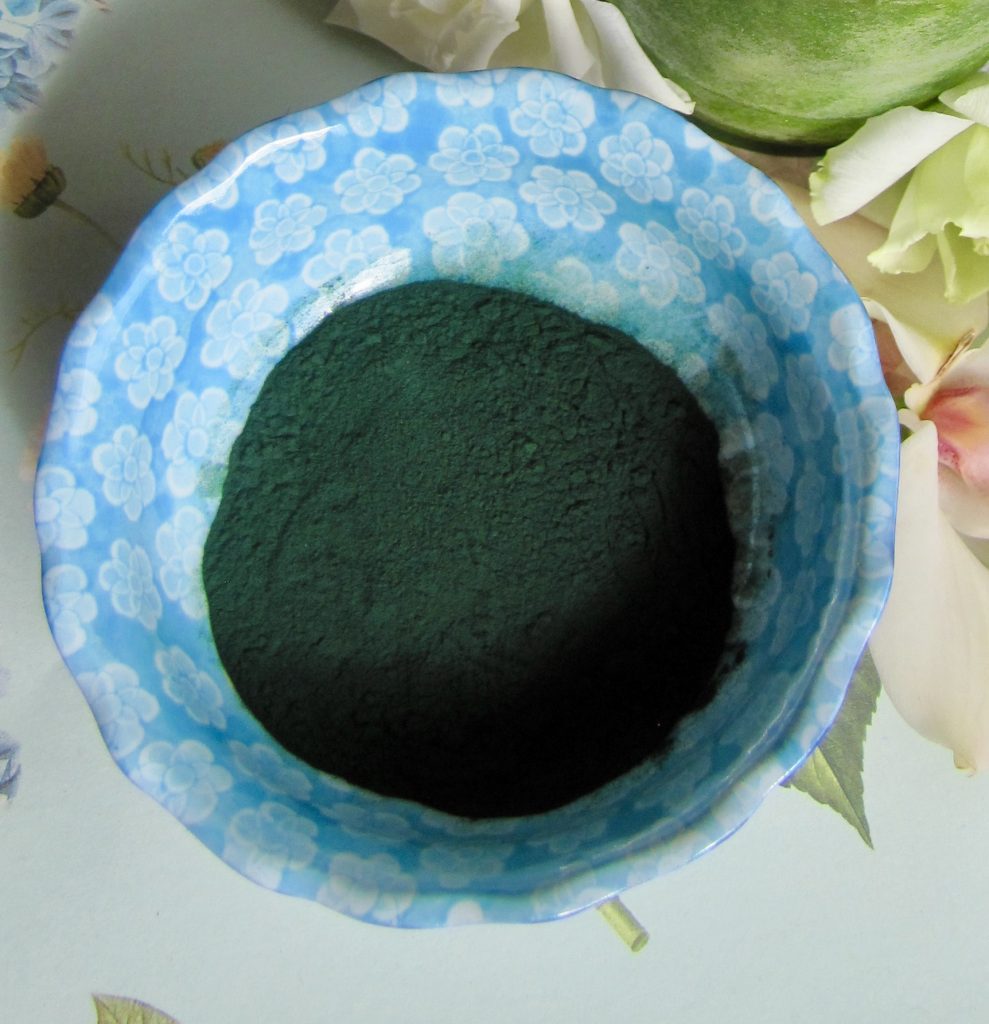 spirulina in a small bowl